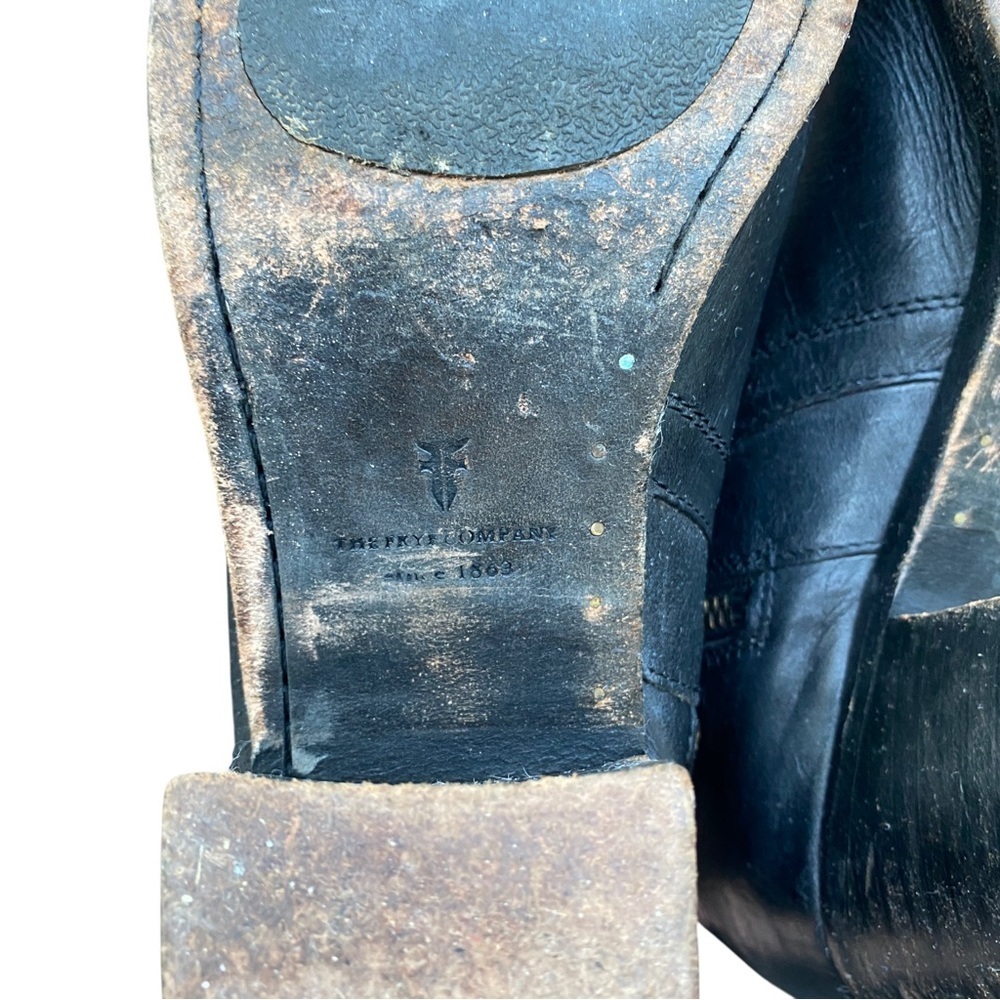 Frye Black Leather heeled Ankle Boots with Buckle size 7.5 - Picture 9 of 10